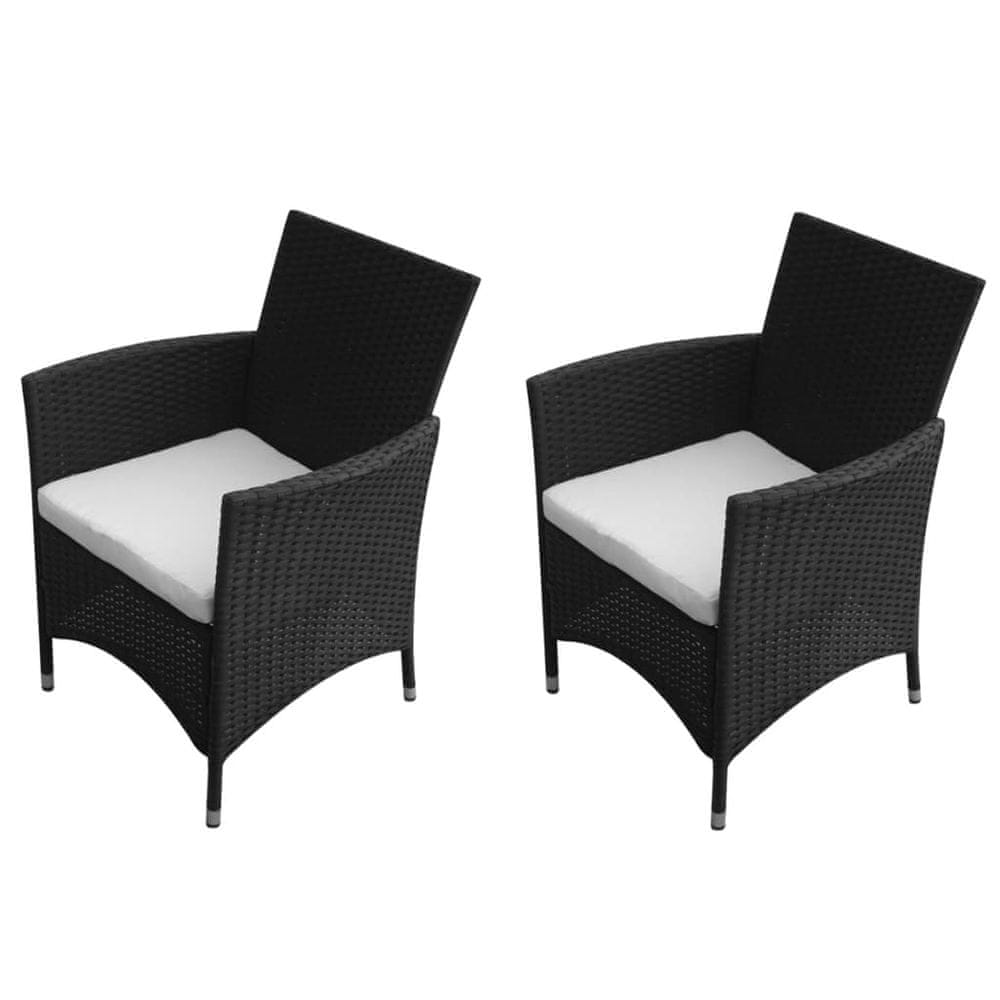 Vidaxl Záhradné stoličky 2 ks, polyratan, čierne